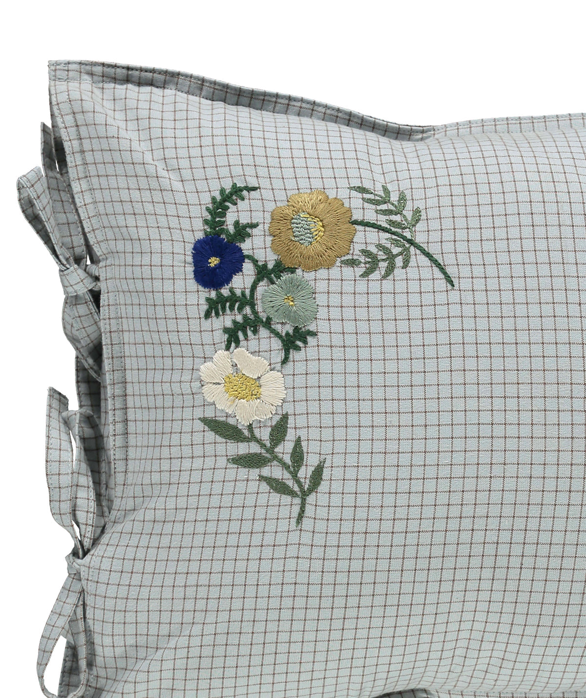 Camomile London coco check embroidered cushion with filler