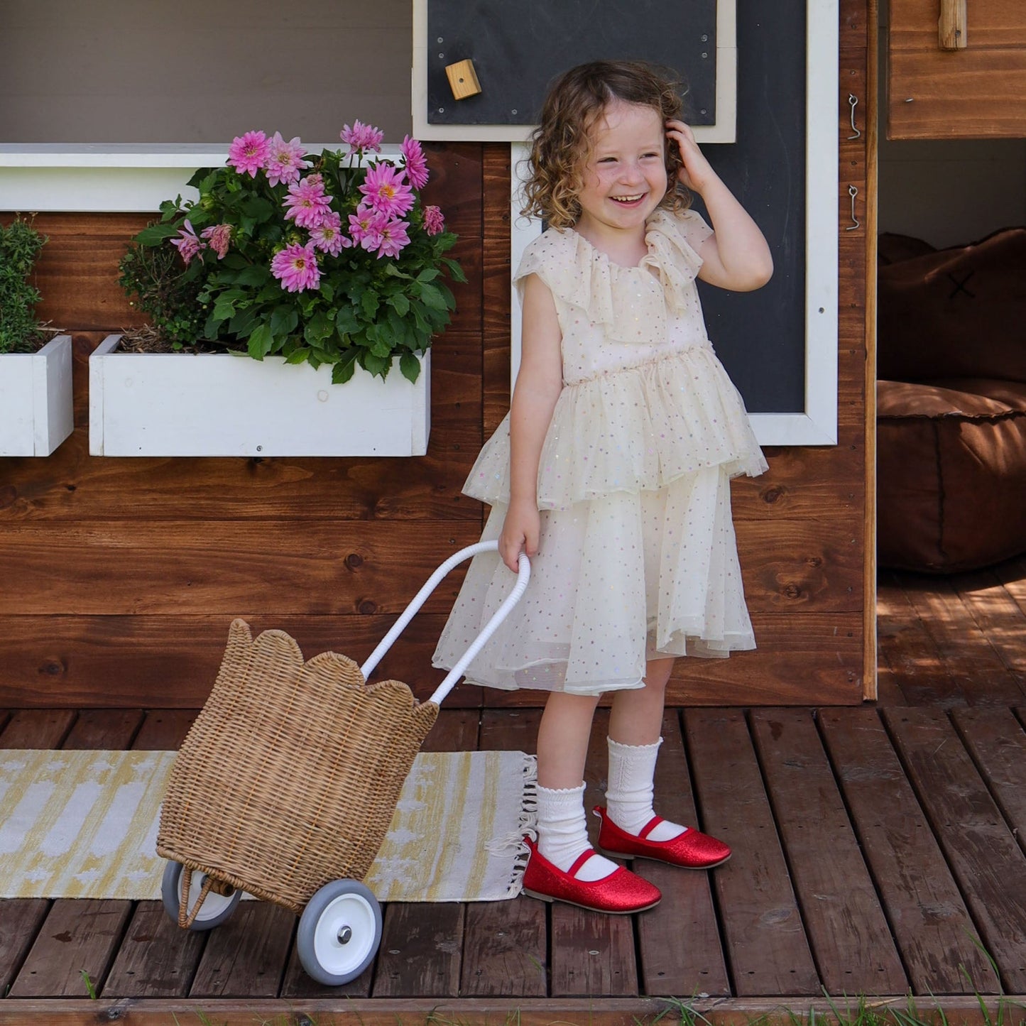 Olli Ella Rattan petal Luggy - Natural