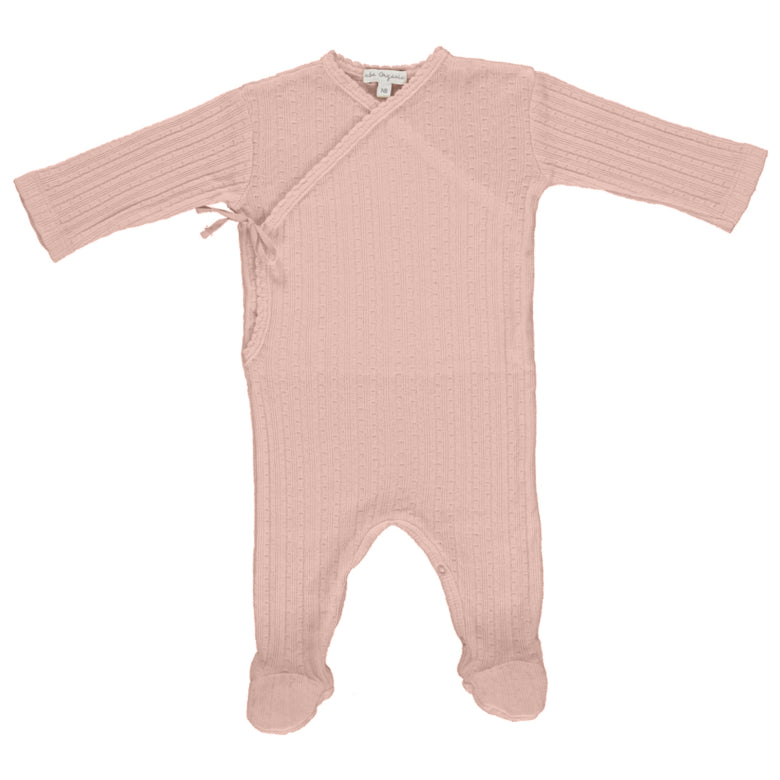 Bebe organic wrap overall- blush pointelle