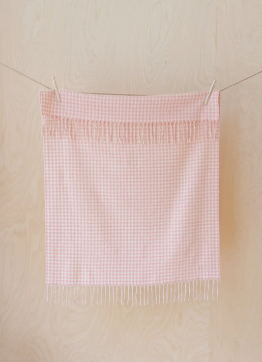 Super soft lambswool baby blanket- baby pink gingham
