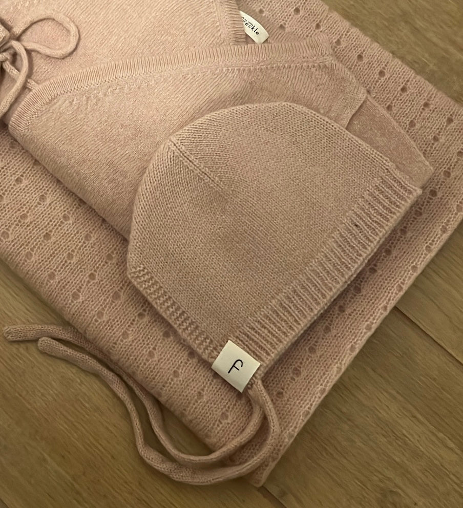 My Little Freckle Cashmere Bonnet- pink (sells with the set only)