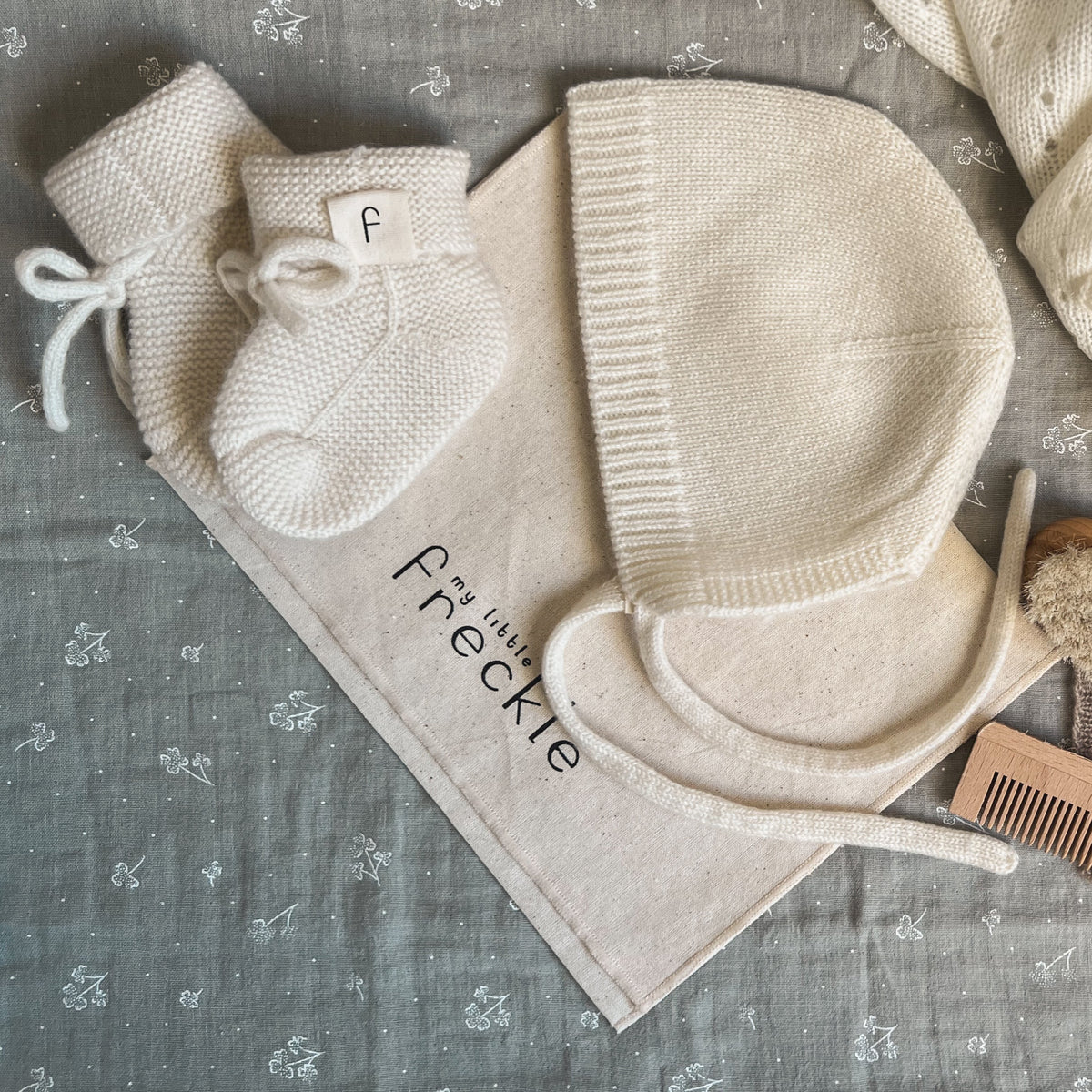 My Little Freckle Cashmere Bonnet- cream (sells with the set only)