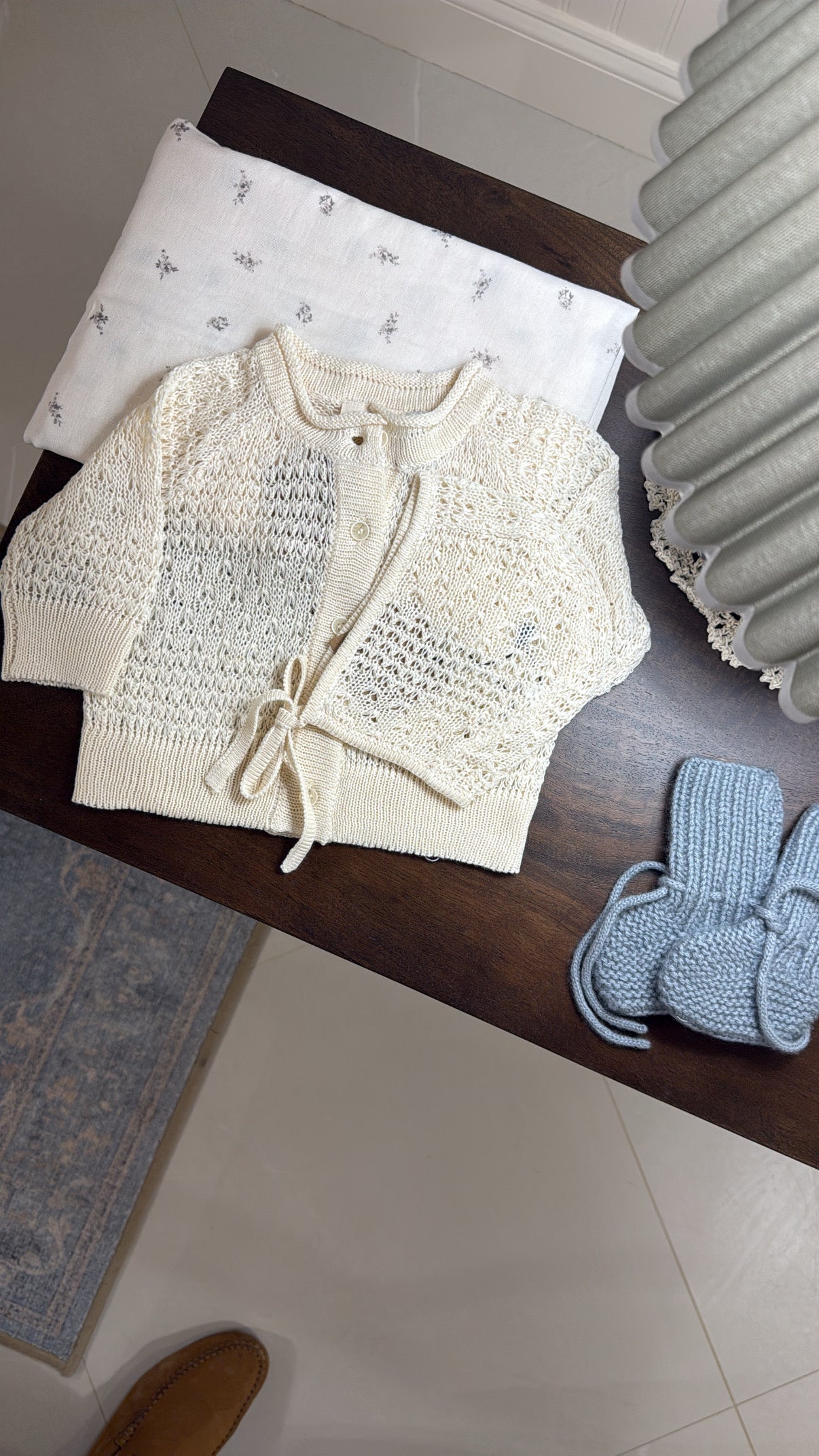Le Enfant open knit cardigan-cream