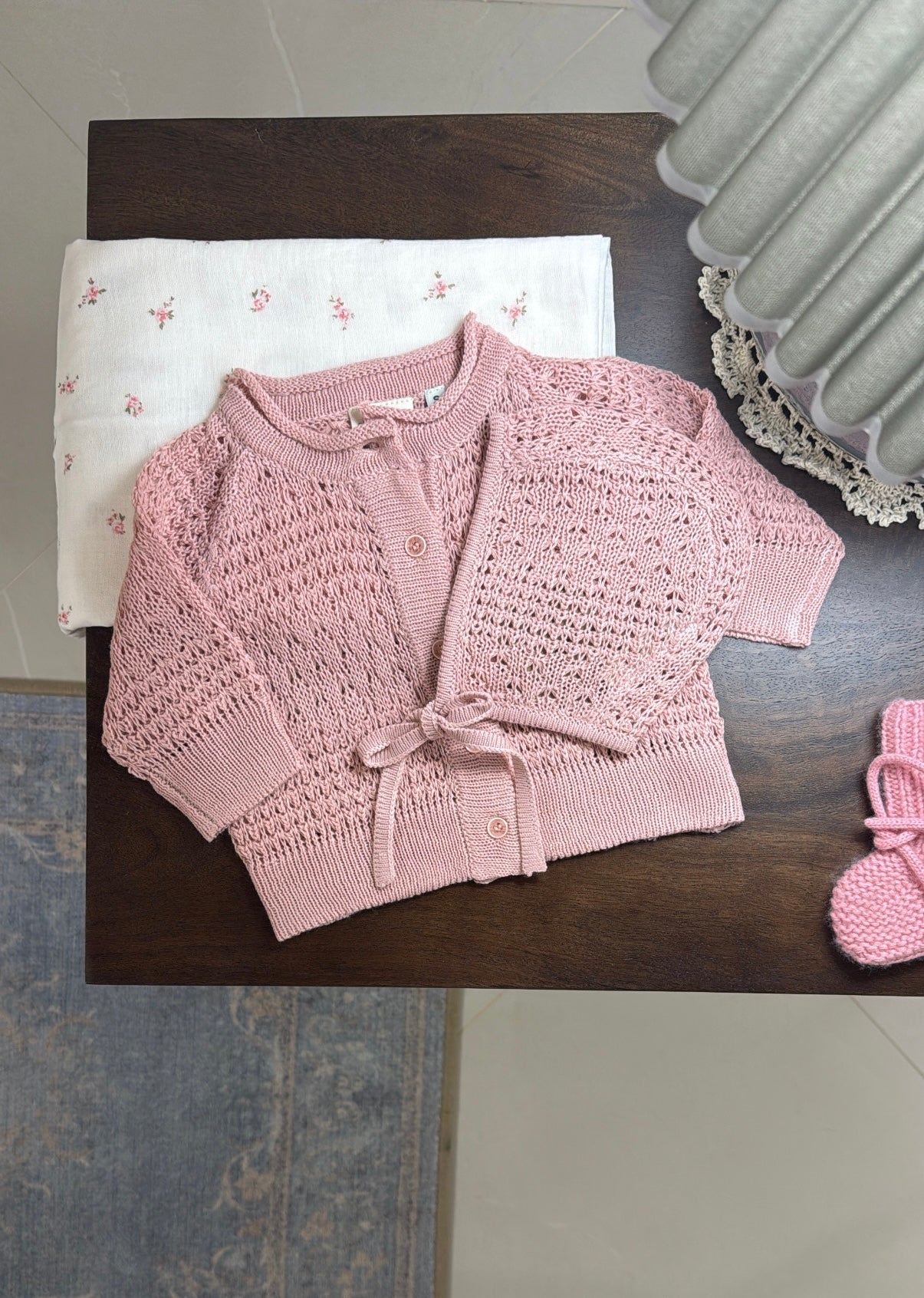 Le Enfant open knit cardigan-pink
