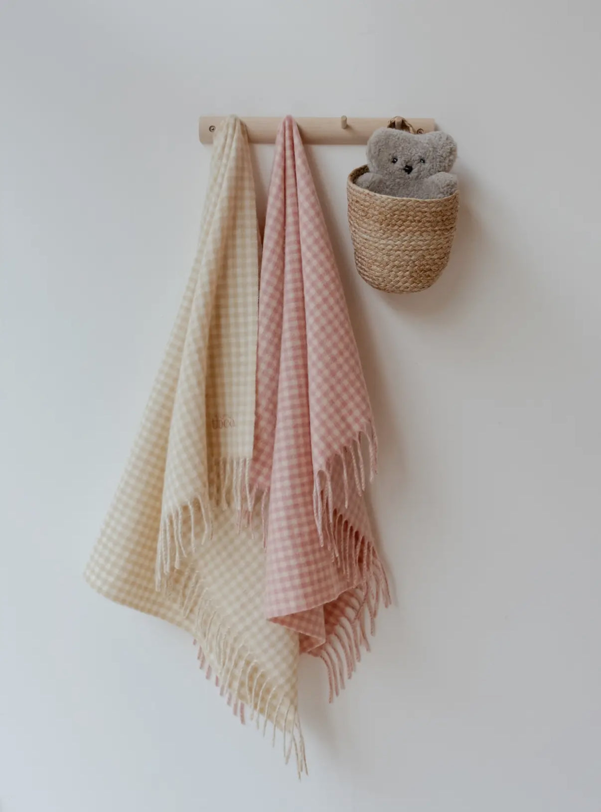 Super soft lambswool baby blanket- oatmeal gingham