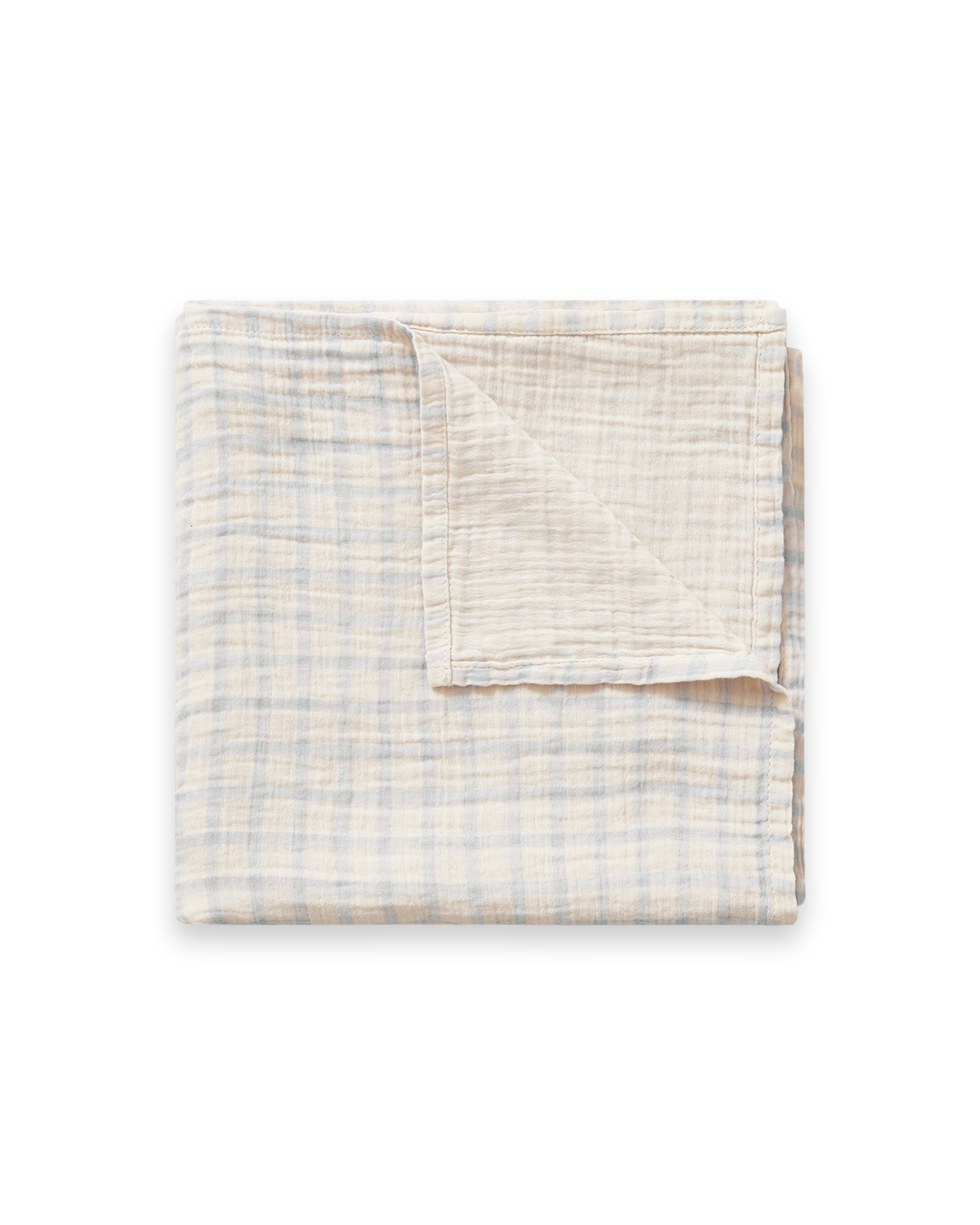 Garbo Friends Muslin Swaddle Blanket- Gingham sky blue