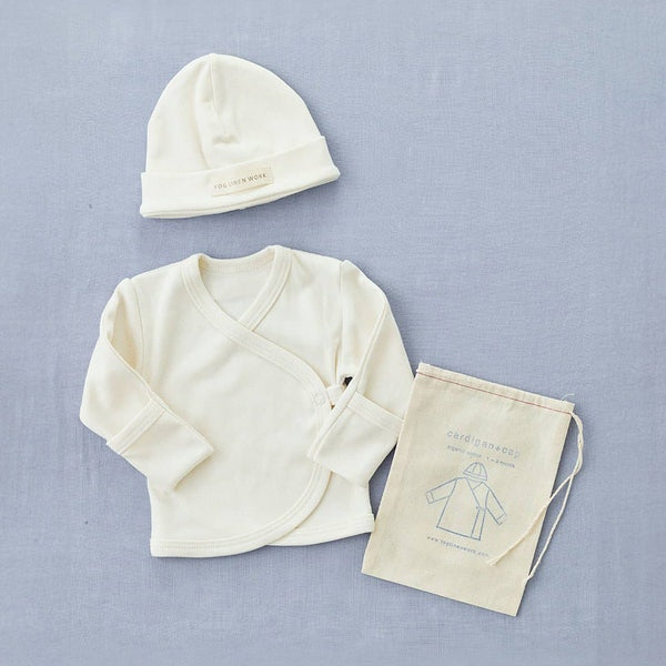 Fog Linen Work baby cap + cardigan