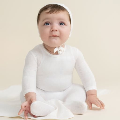 Coco blanc wide pointelle cream blanket