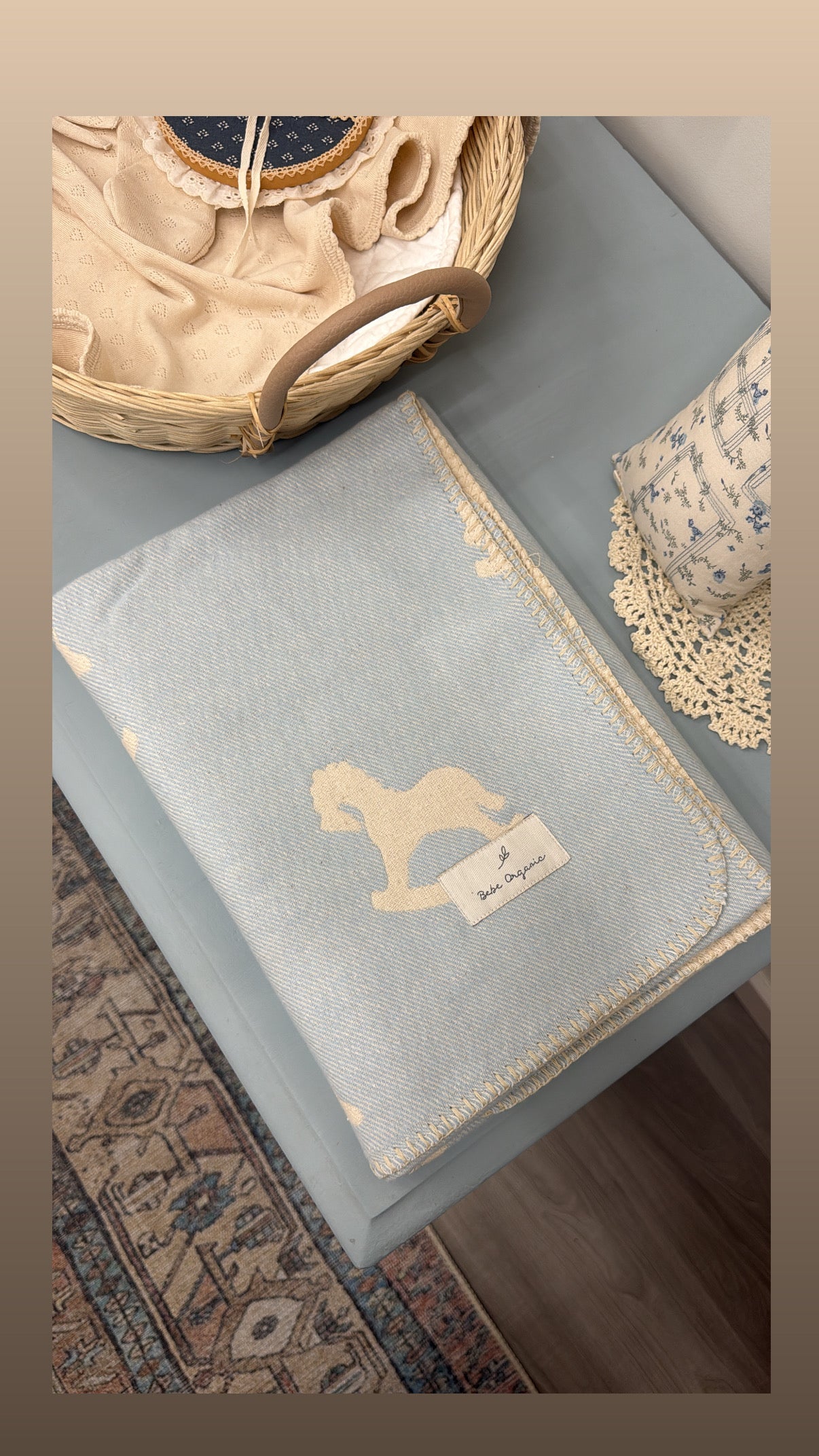Bebe Organic faded blue horse blanket