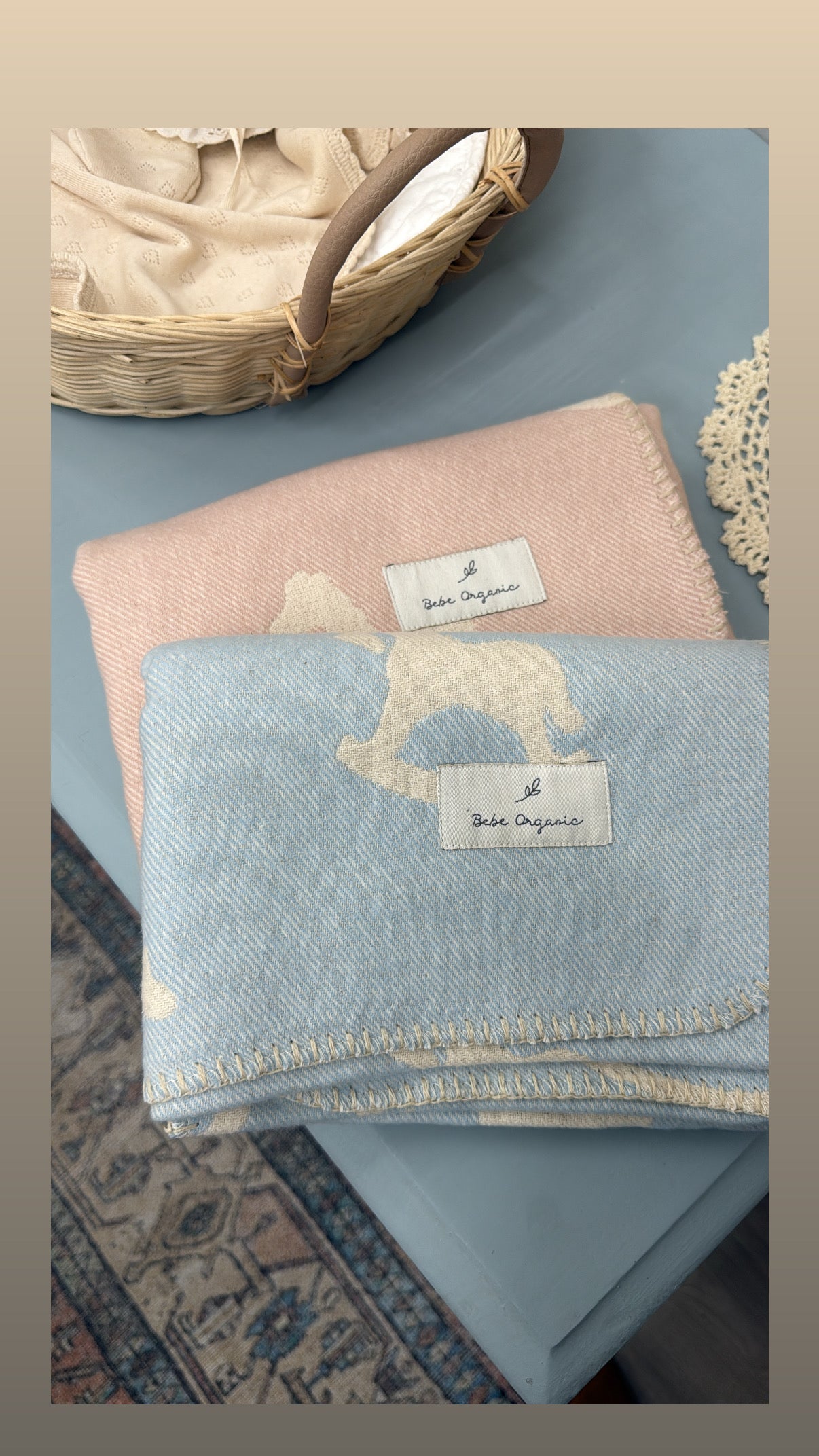 Bebe Organic faded blue horse blanket