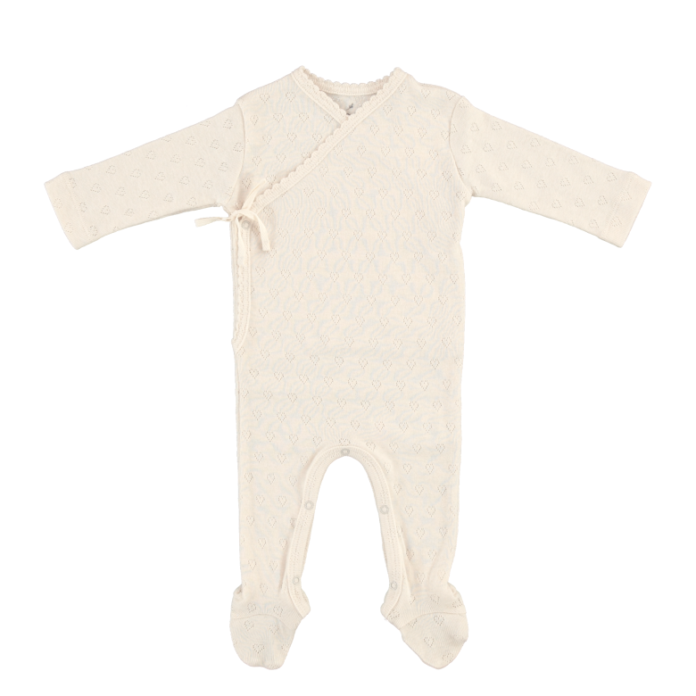 Bebe Organic heart pointelle onesie & bonnet set-natrual