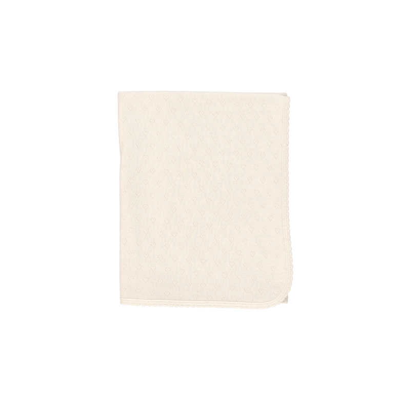 Bebe Organic heart pointelle blanket- natrual
