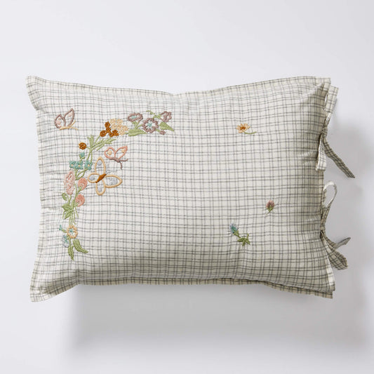 Camomile London Grid check cushion
