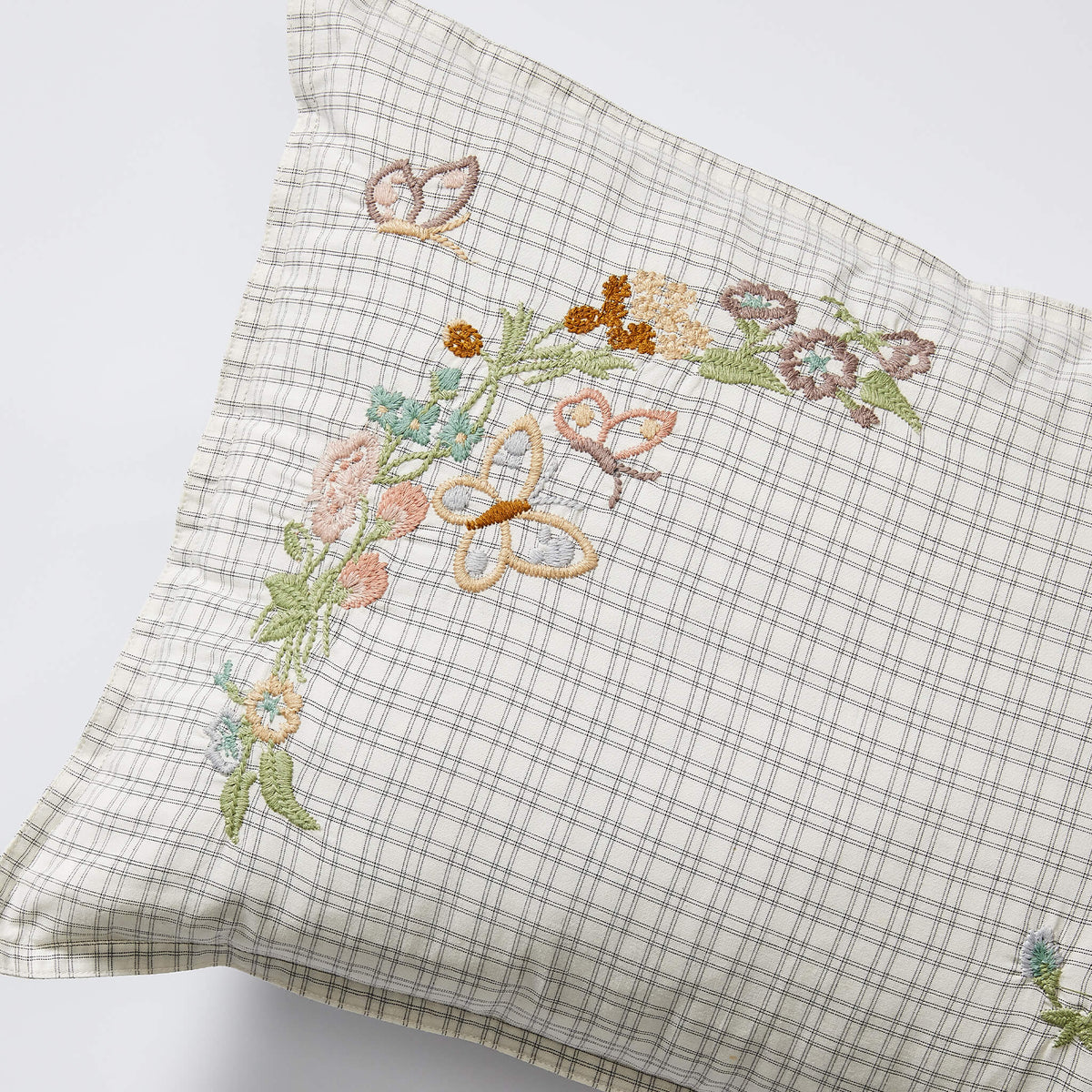 Camomile London Grid check cushion