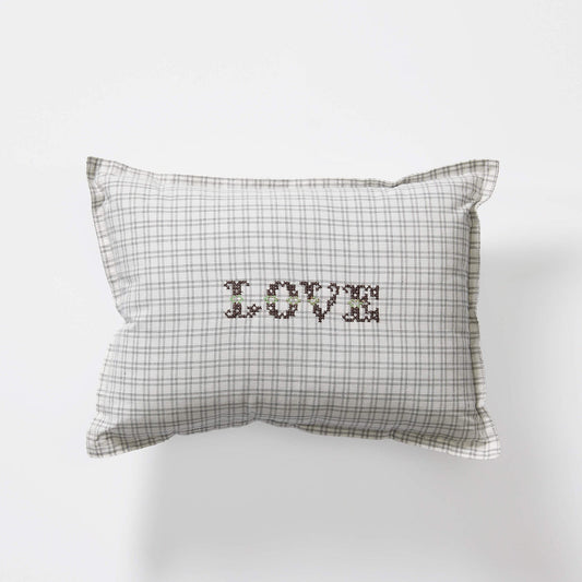 Camomile London grid check cushion