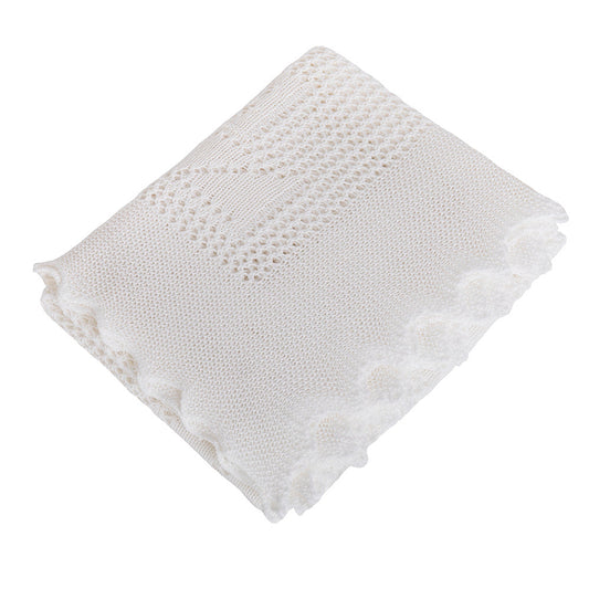 GH Hurt Teddy Alphabet Baby Shawl - white