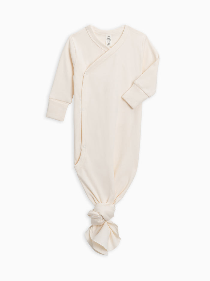 Colored Organic kimono gown set, ivory