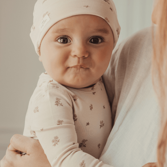 Lovely Littles pull on hat- azelea