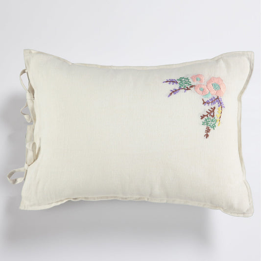 Camomile London embroidered pure linen cushion