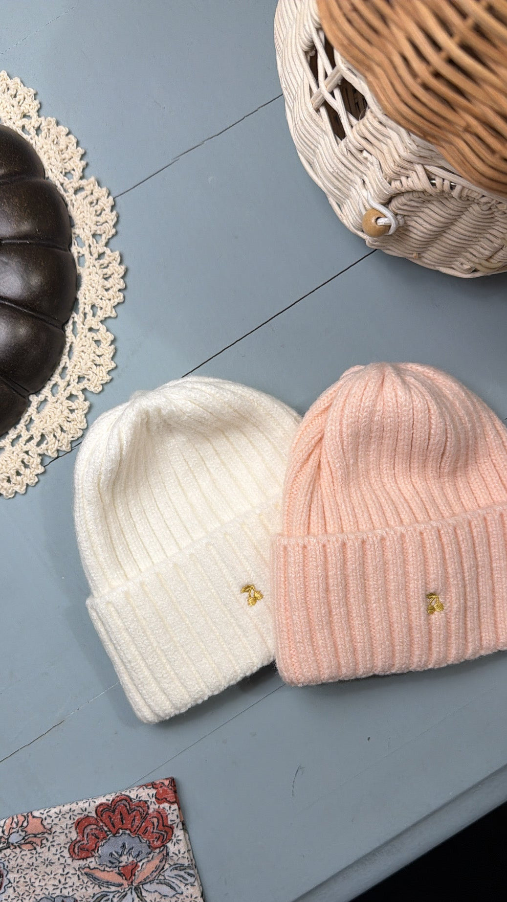 Le enfant ribbed beanie- pink