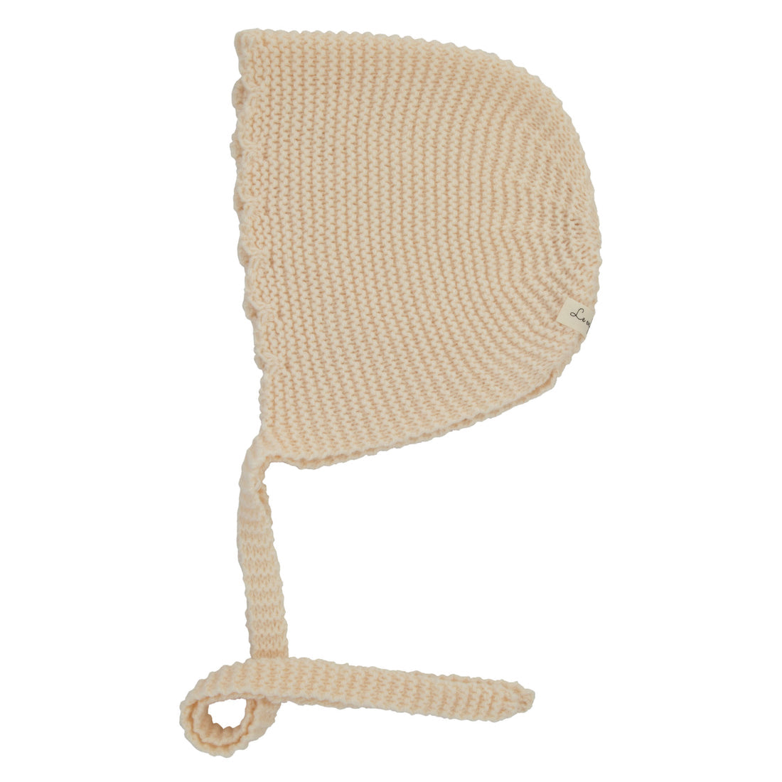 Le Enfant Knit scalloped bonnet- cream