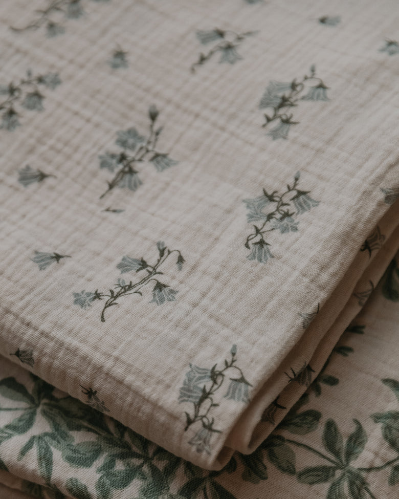 Garbo and friends Bluebelle swaddle blanket