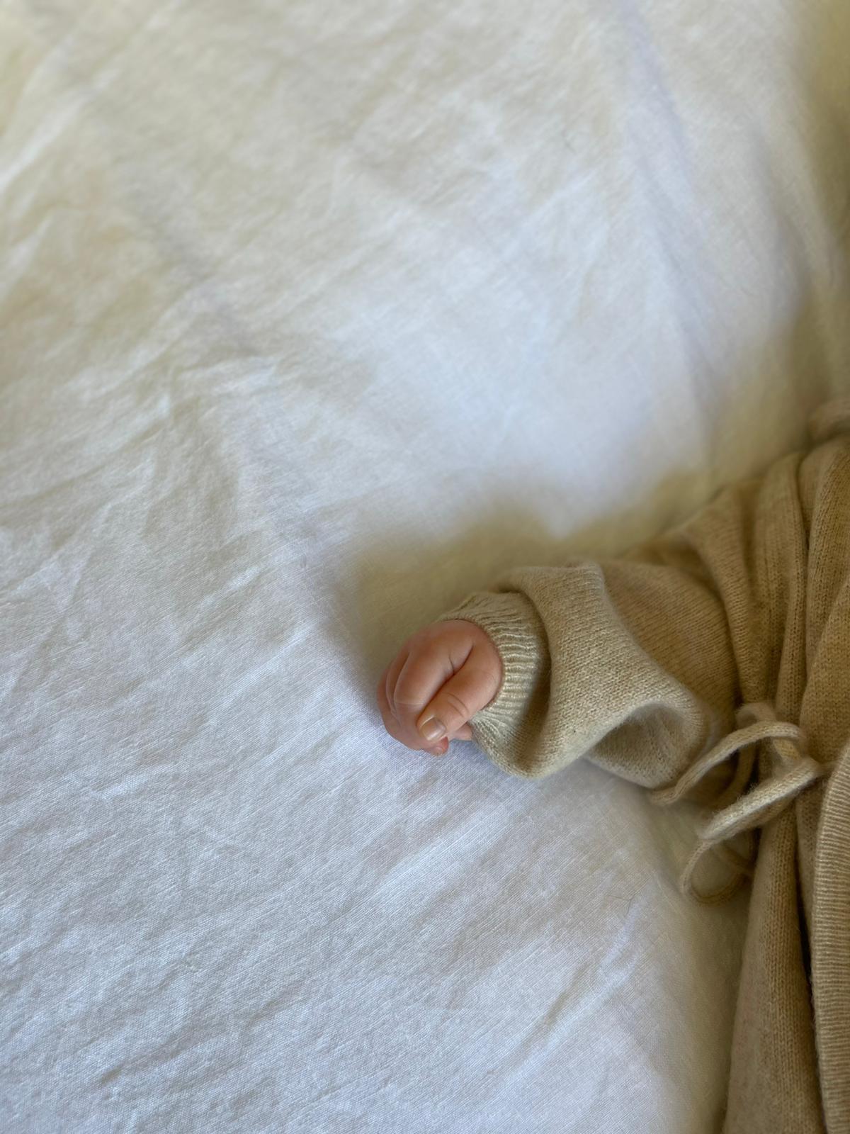 My Little Freckle knit wrap babygrow- apricot (sells with the set only)