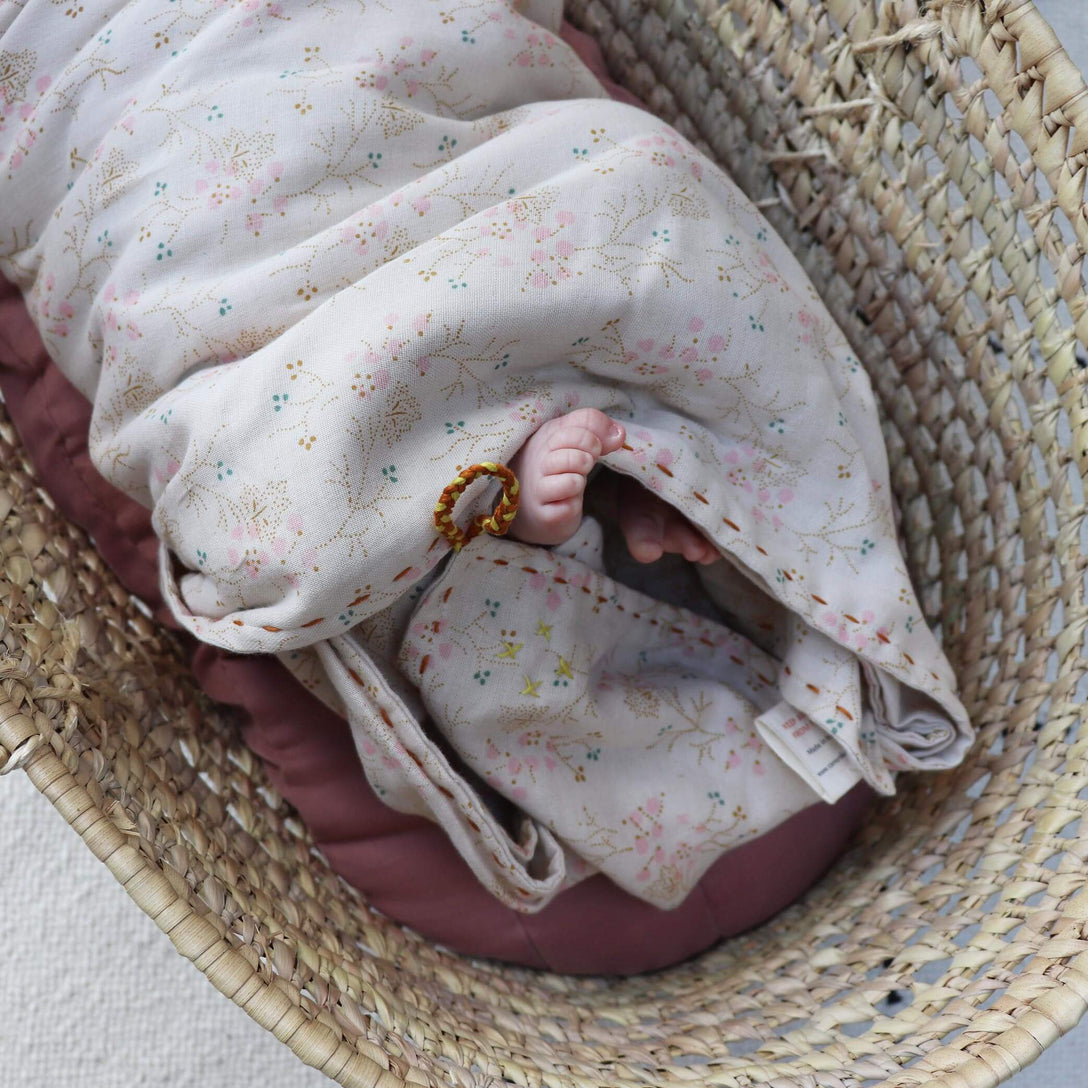 Camomile London Single Layer Swaddle Blanket - Minako Golden/ Stone