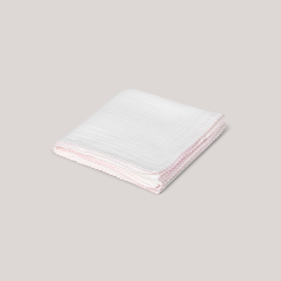 Muslin with crochet piping -  Pink Piping