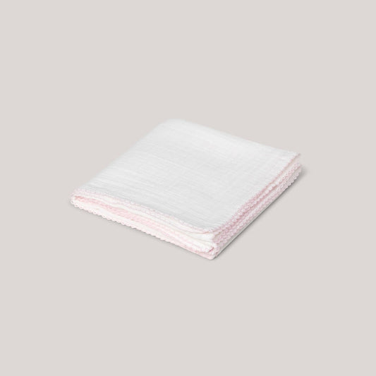 Muslin with crochet piping -  Pink Piping