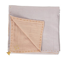 Camomile London Double Layer Reversible Swaddle Blanket - Peach Blossom and Ash