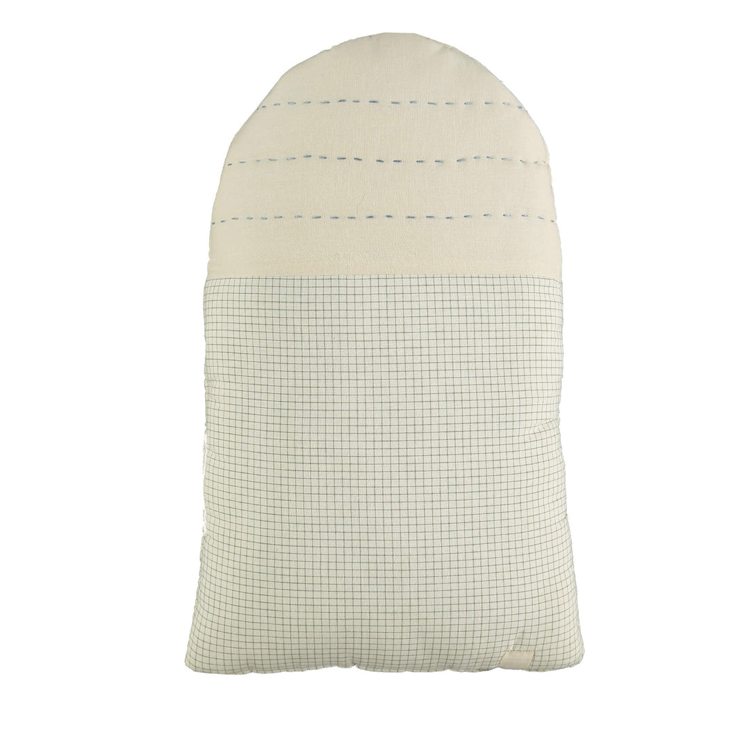 Camomile London Midi House Cushion - Green Check/Stone