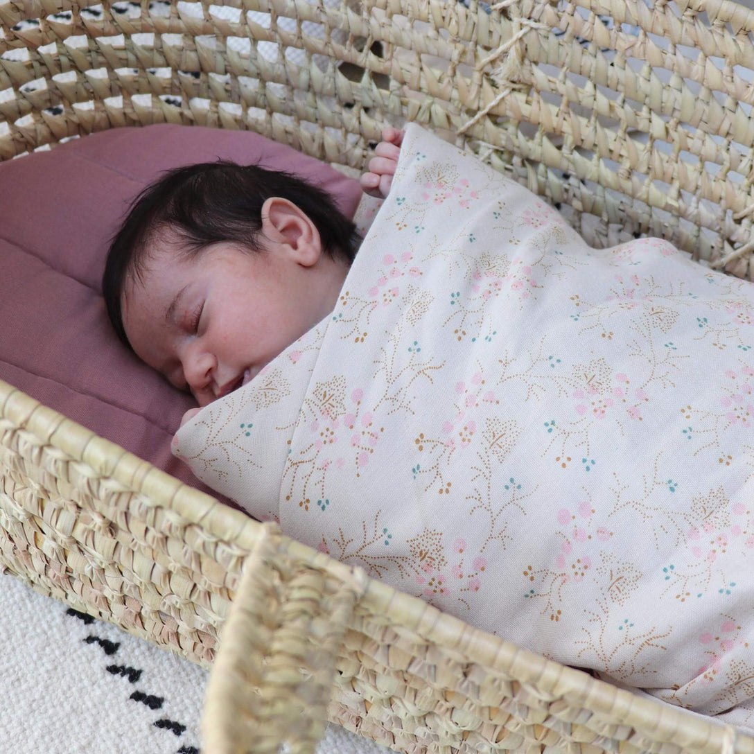 Camomile London Single Layer Swaddle Blanket - Minako Golden/ Stone