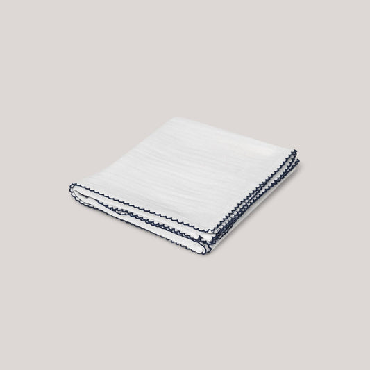 Muslin with crochet piping - Navy Blue Piping