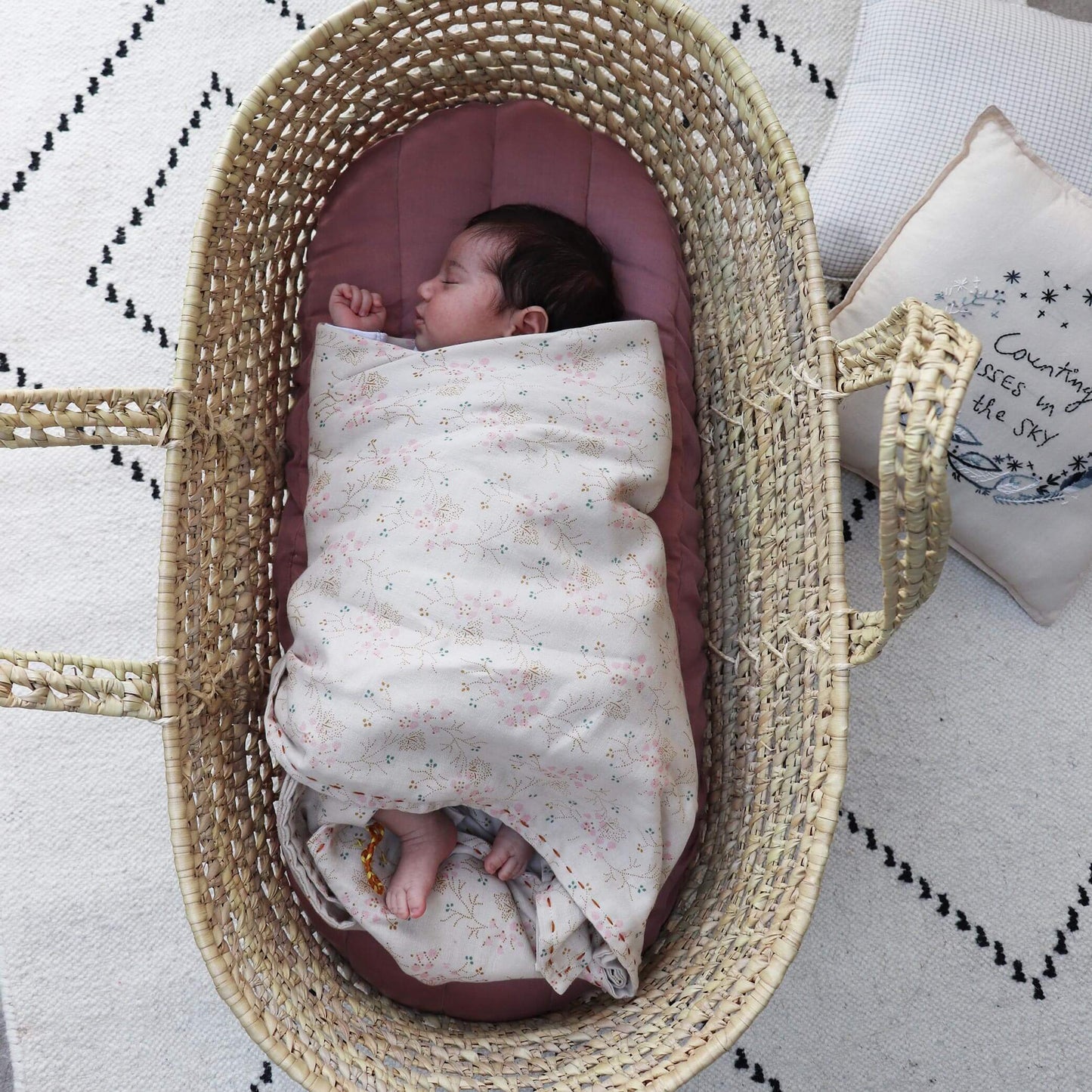 Camomile London Single Layer Swaddle Blanket - Minako Golden/ Stone