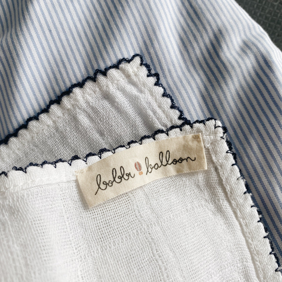 Muslin with crochet piping - Navy Blue Piping