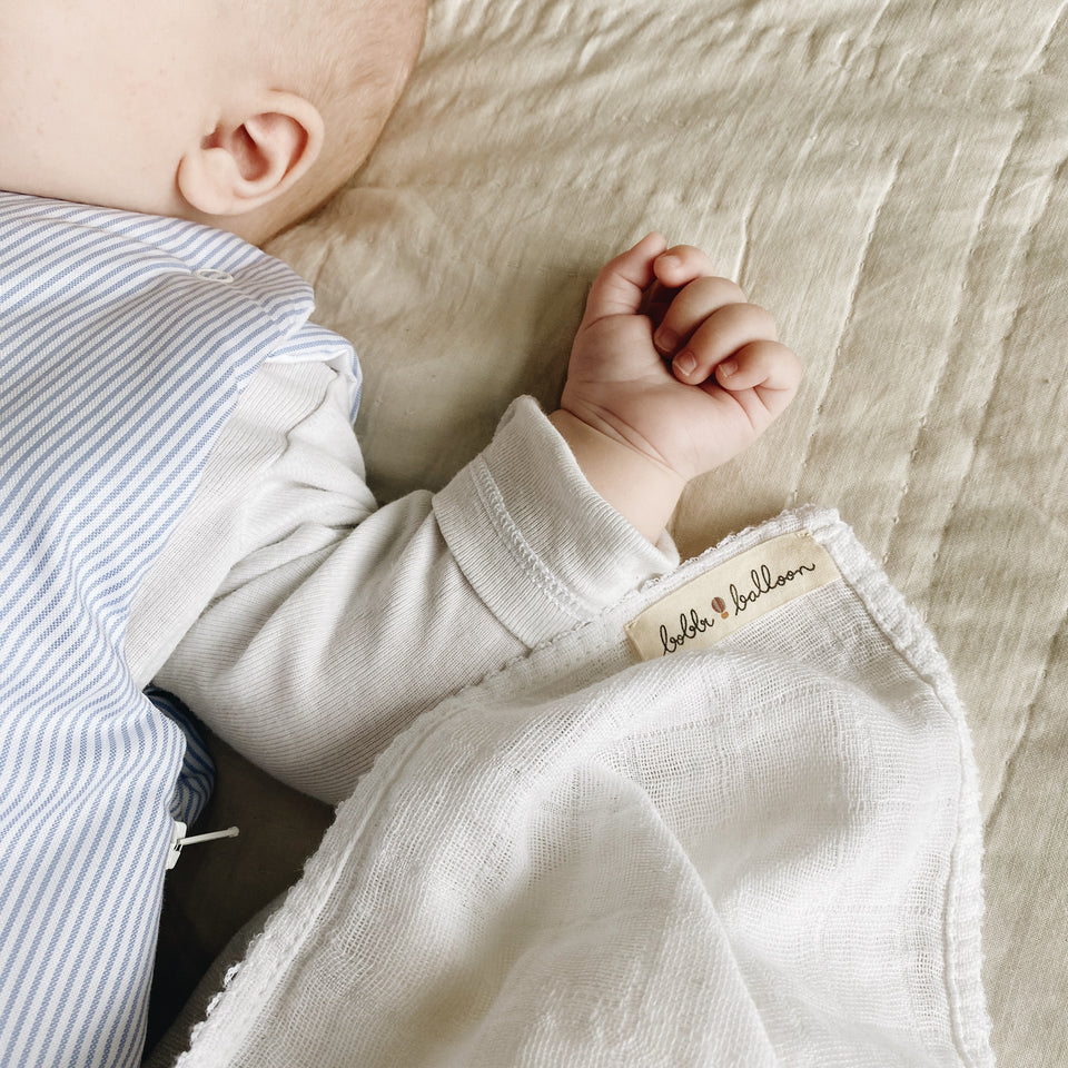 Muslin with crochet piping -  White Piping