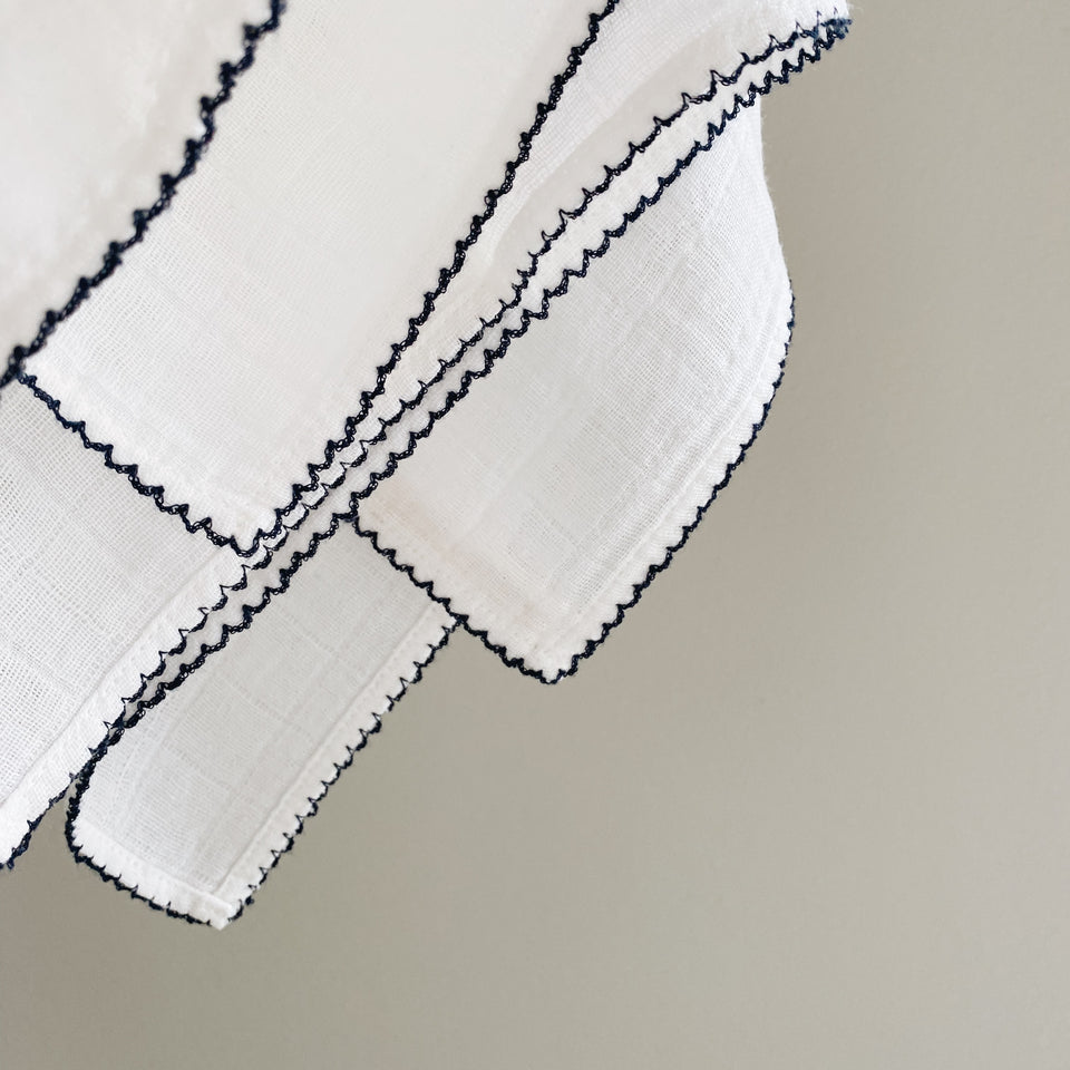 Muslin with crochet piping - Navy Blue Piping