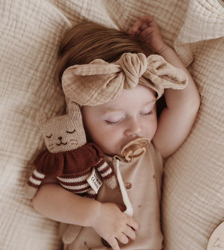 Main Sauvage Kitten knit toy |  sienna striped romper