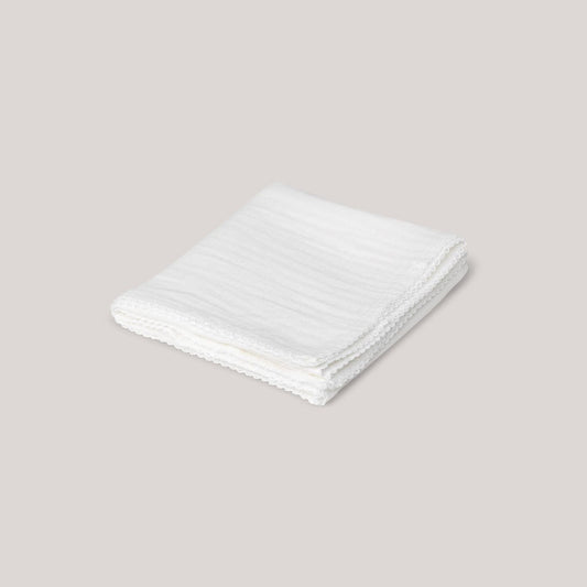 Muslin with crochet piping -  White Piping