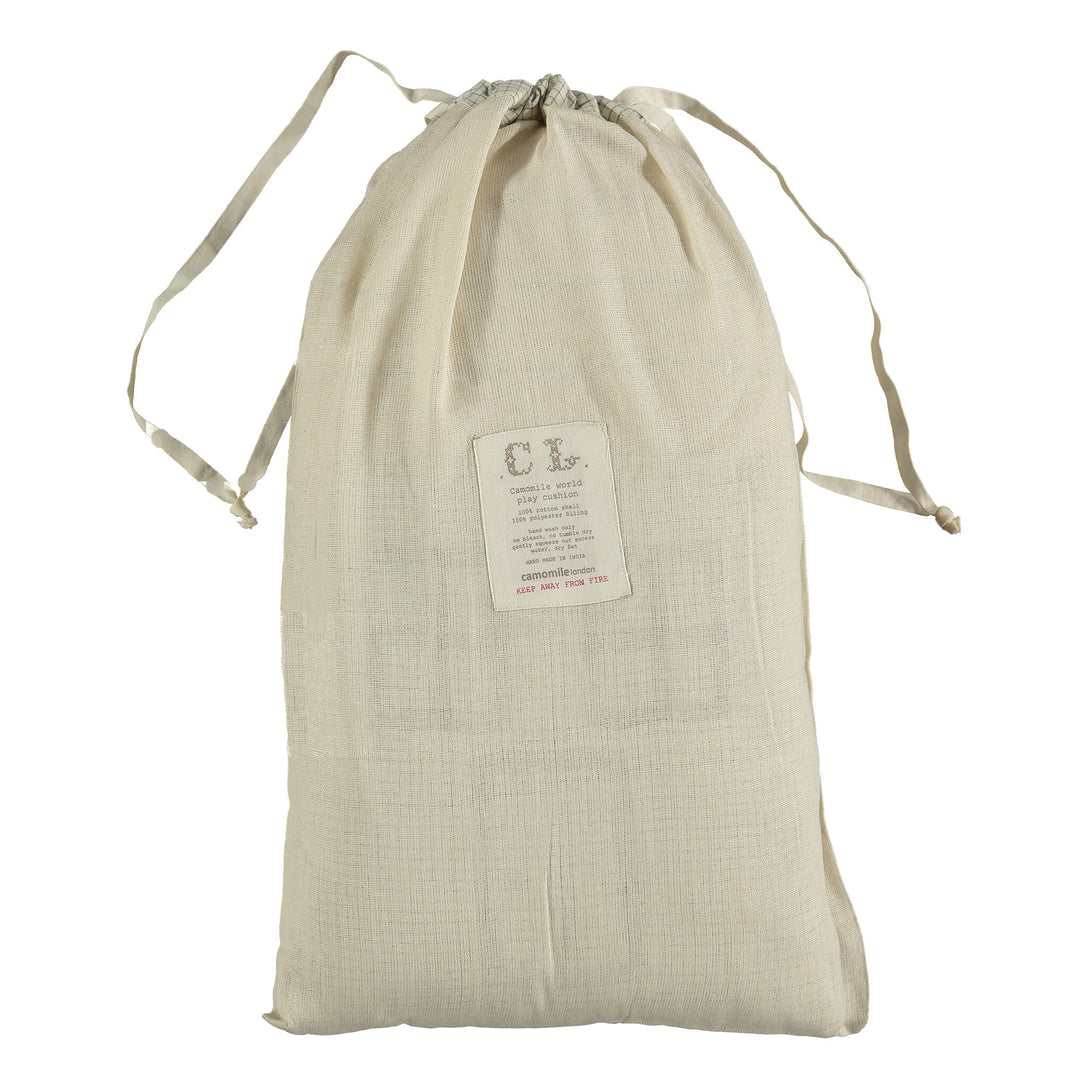 Camomile London Midi House Cushion - Green Check/Stone