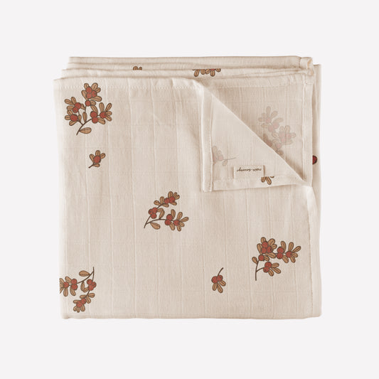 Main Sauvage muslin swaddle blanket-airelles print