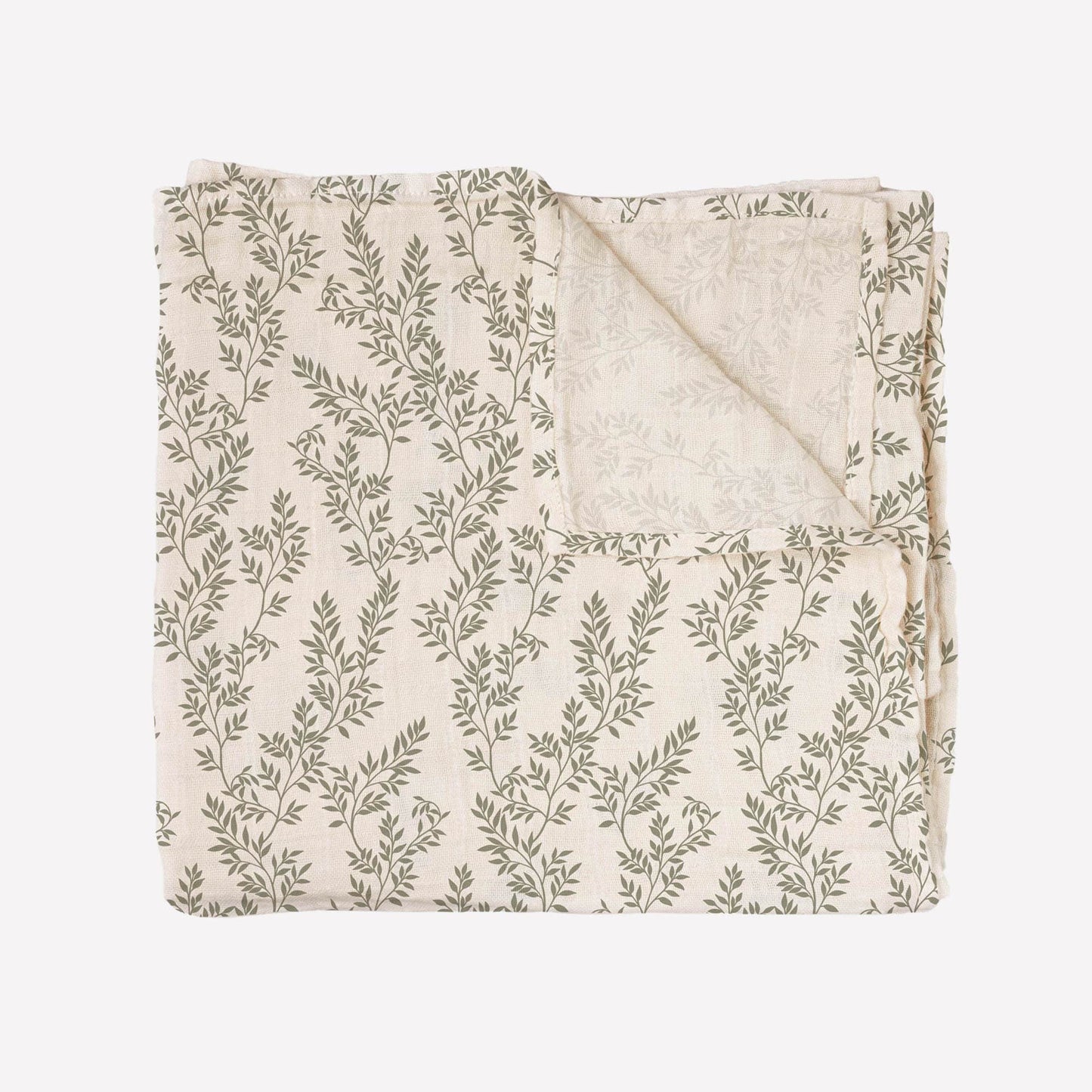 Main Sauvage muslin swaddle blanket-bay leaves