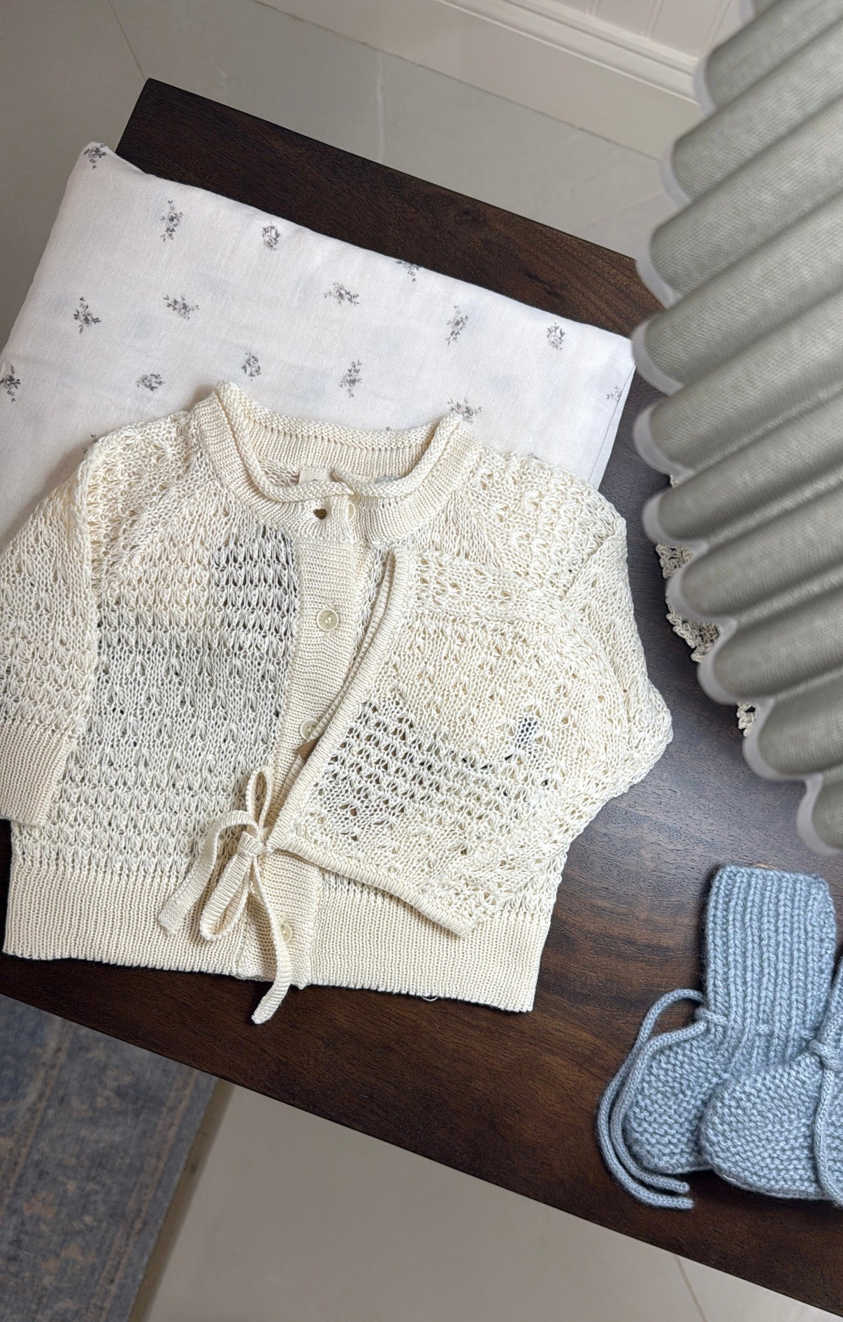 Le Enfant open knit cardigan-cream