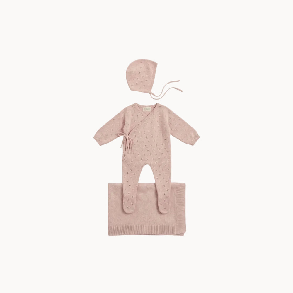 Freckle label pointelle blanket-soft pink