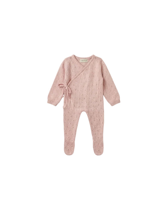 Freckle label cotton pointelle Babygrow & bonnet- soft pink