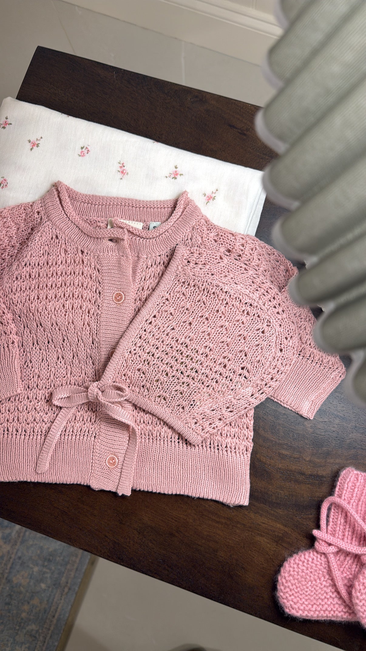 Le Enfant open knit cardigan-pink