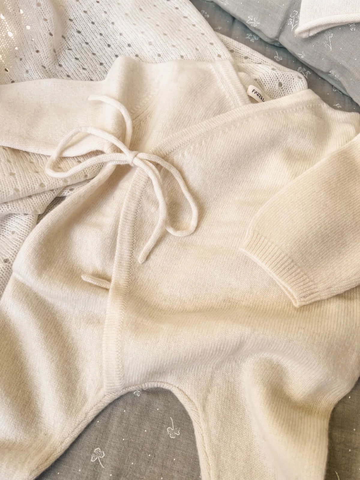 My Little Freckle knit wrap babygrow- ivory (sells with the set only)