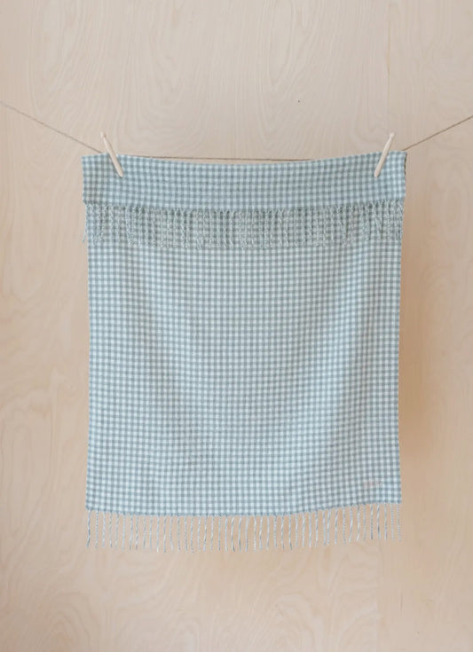 Super soft lambswool baby blanket- Sage gingham