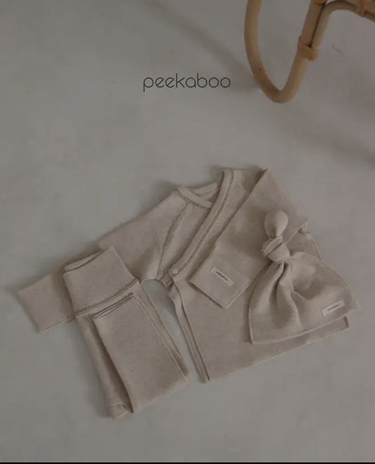 Peekaboo kimono set-oatmeal